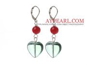 Carnelian and Heart Shape Green Fluorite Earrings Is Sold At $1.79