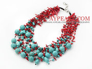 Fabulous Multi Strand Coral and Turquoise Necklace