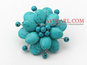 Elegant Style Green Color Turquoise Flower Brooch Is Sold